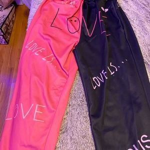 Shein color block black and neon pink pants woman size small(CHECK DESCRIPTION)